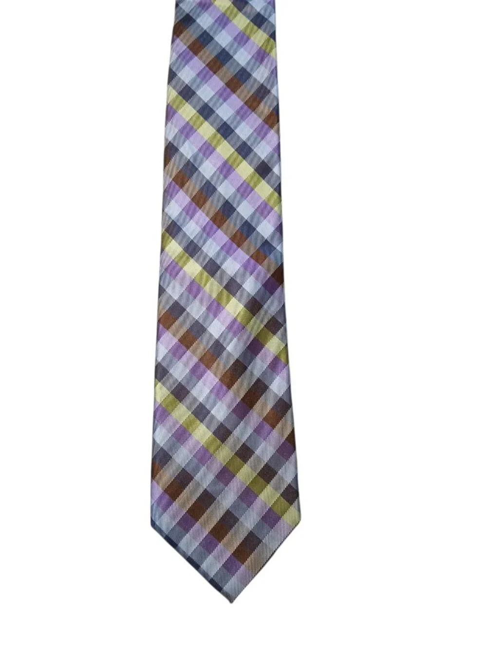 IZOD Plaid Necktie Purple Blue Brown Green Classic Men's Dress Tie